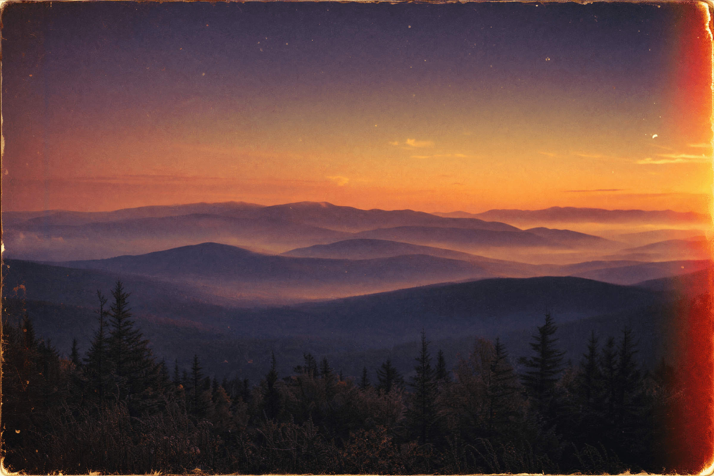 Catskill Mountains at dusk